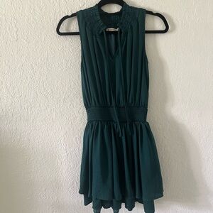 Impeccable Pig Dark Green Tiered Smocked Waist Holiday Mini Dress